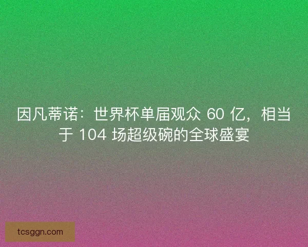 因凡蒂诺：世界杯单届观众 60 亿，相当于 104 场超级碗的全球盛宴