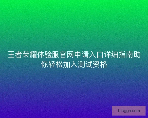 王者荣耀体验服官网申请入口详细指南助你轻松加入测试资格