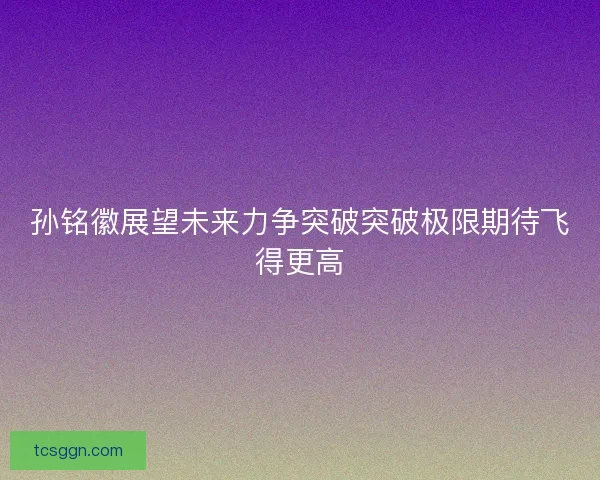 孙铭徽展望未来力争突破突破极限期待飞得更高